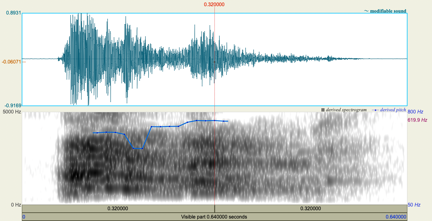 Waveform and Spectrogram of bow-wow sample 2
