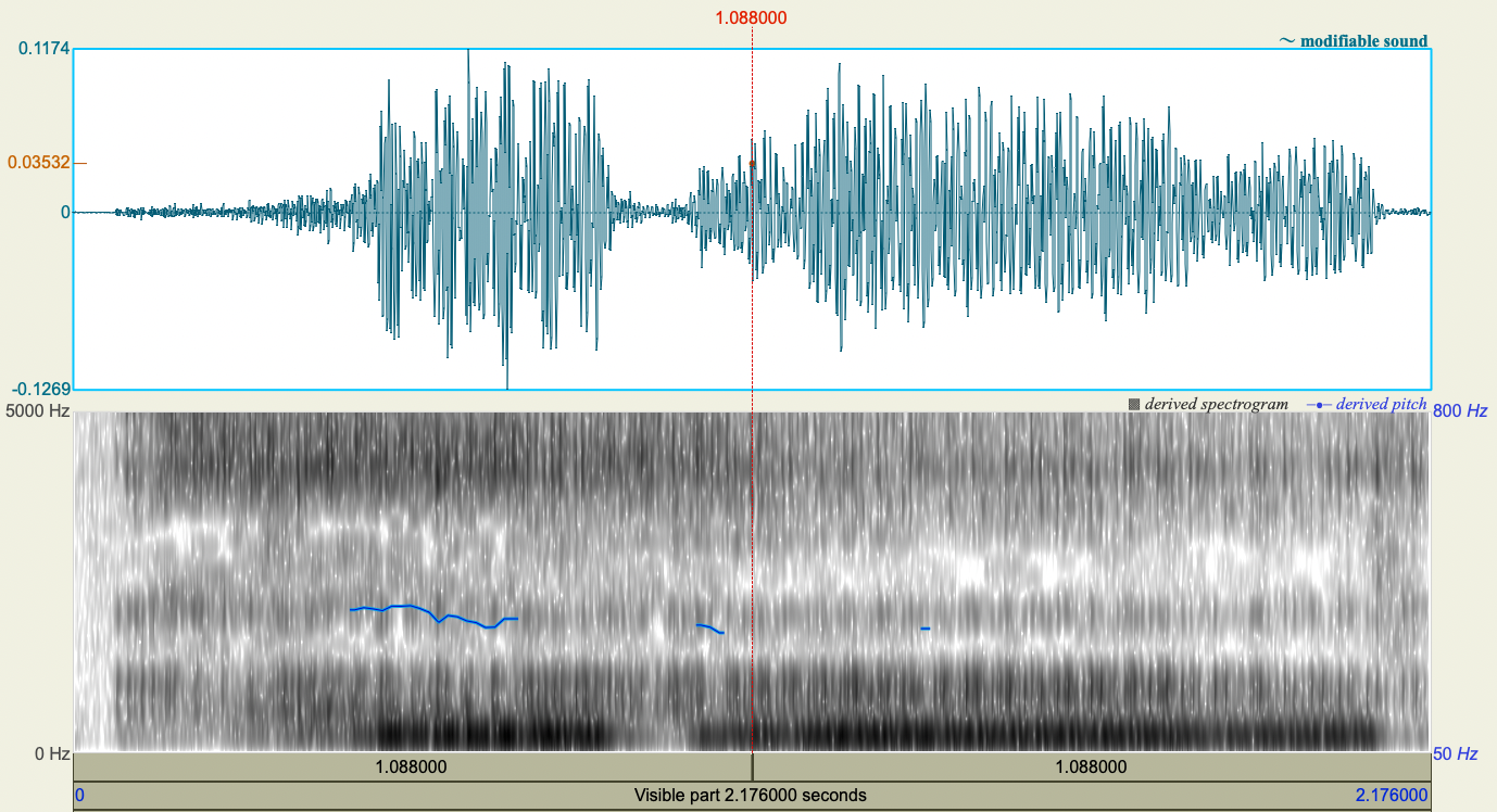 Waveform and Spectrogram of growling sample 1