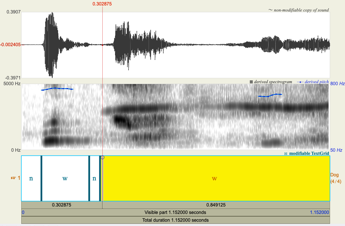 Waveform and Spectrogram of whimper sample 2